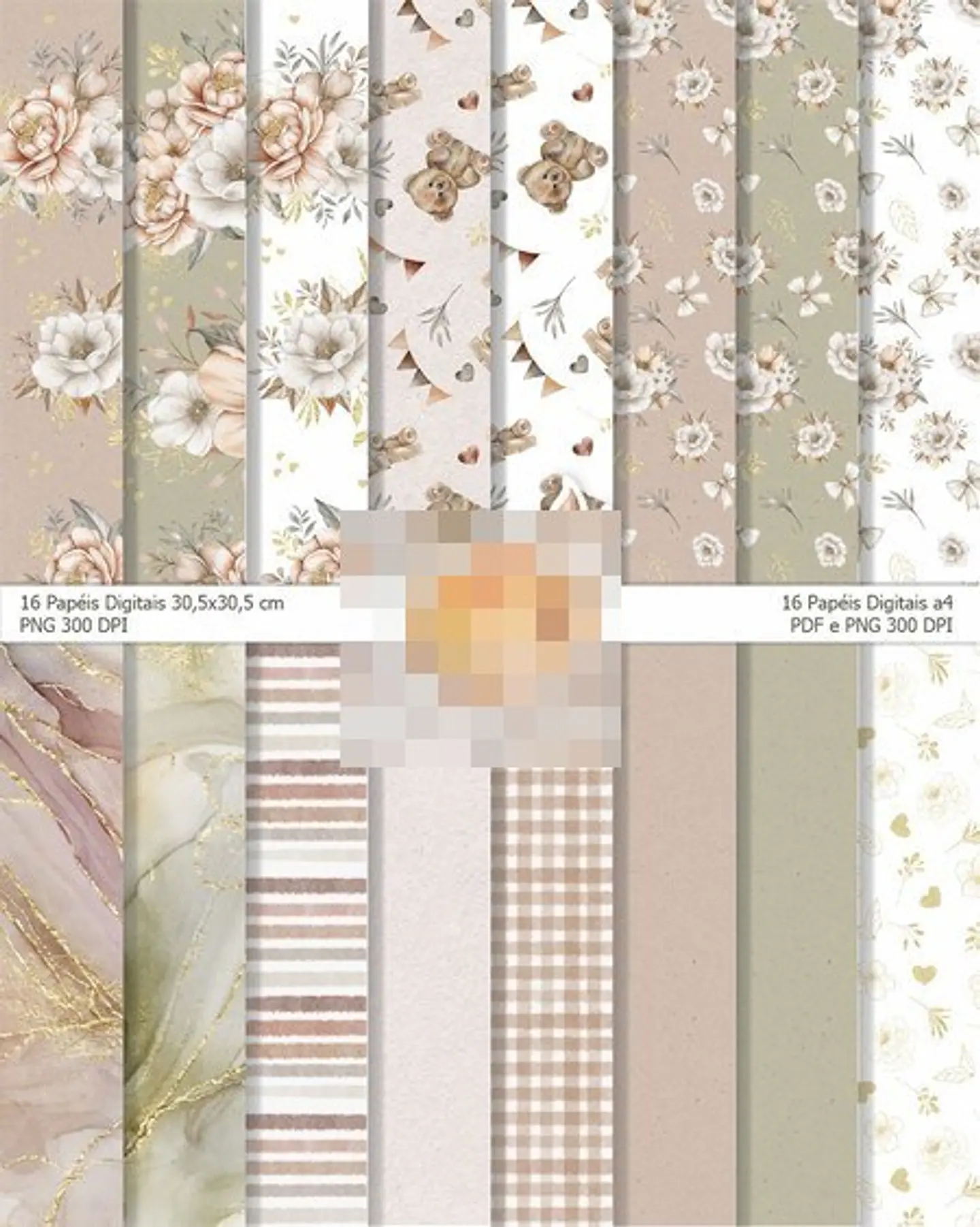 Kit Digital Amor de Mãe  Aquarelados em Png 5