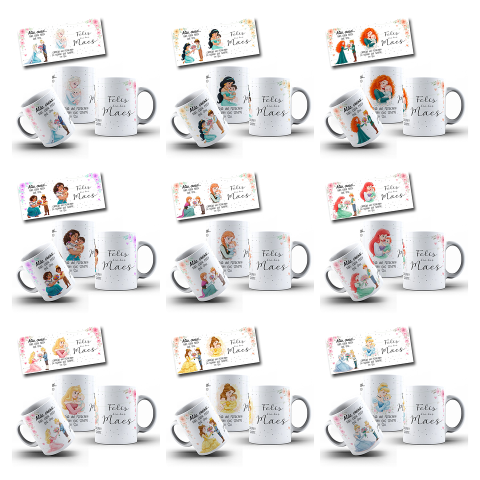 29 Artes para Caneca Dia das Mães Princesas Arquivo em Jpg 10