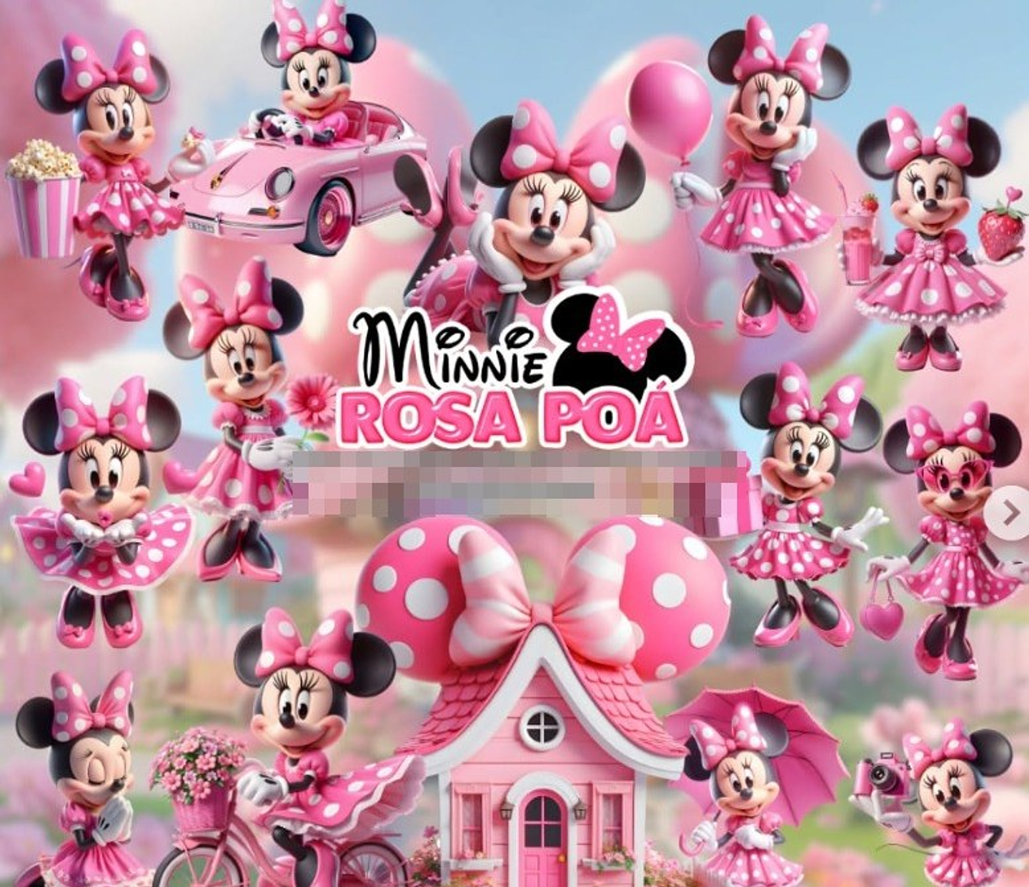 Kit Digital Minnie Rosa Poa em Png  1