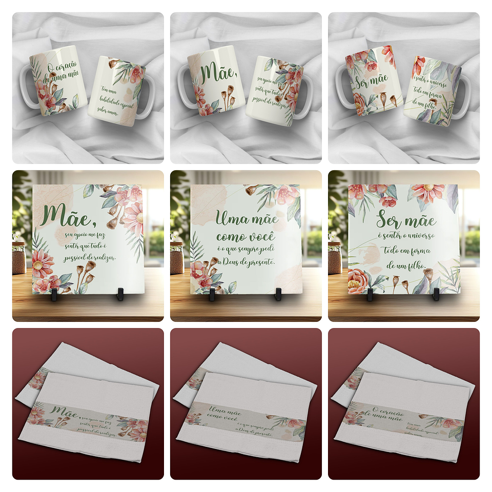 24 Artes para Caneca, Toalhinha e Azulejo Dia das Mães Arquivo Ediavél  1
