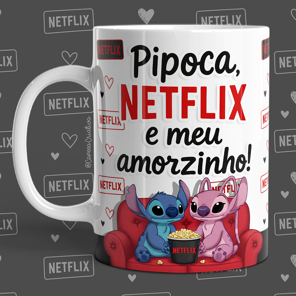16 Artes para Caneca Dia dos Namorados Netflix, Pipoca e Você em Jpg 1