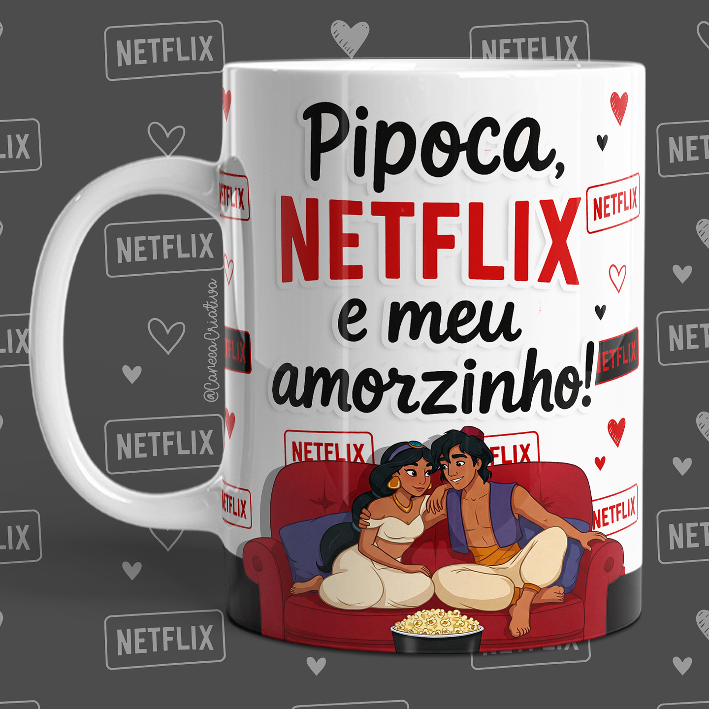 16 Artes para Caneca Dia dos Namorados Netflix, Pipoca e Você em Jpg 13