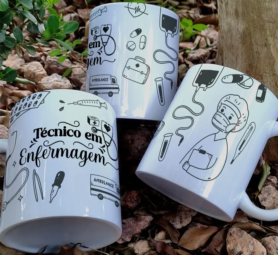 3 Artes Caneca Tecnico de Enfermagem Arquivo Editável  3