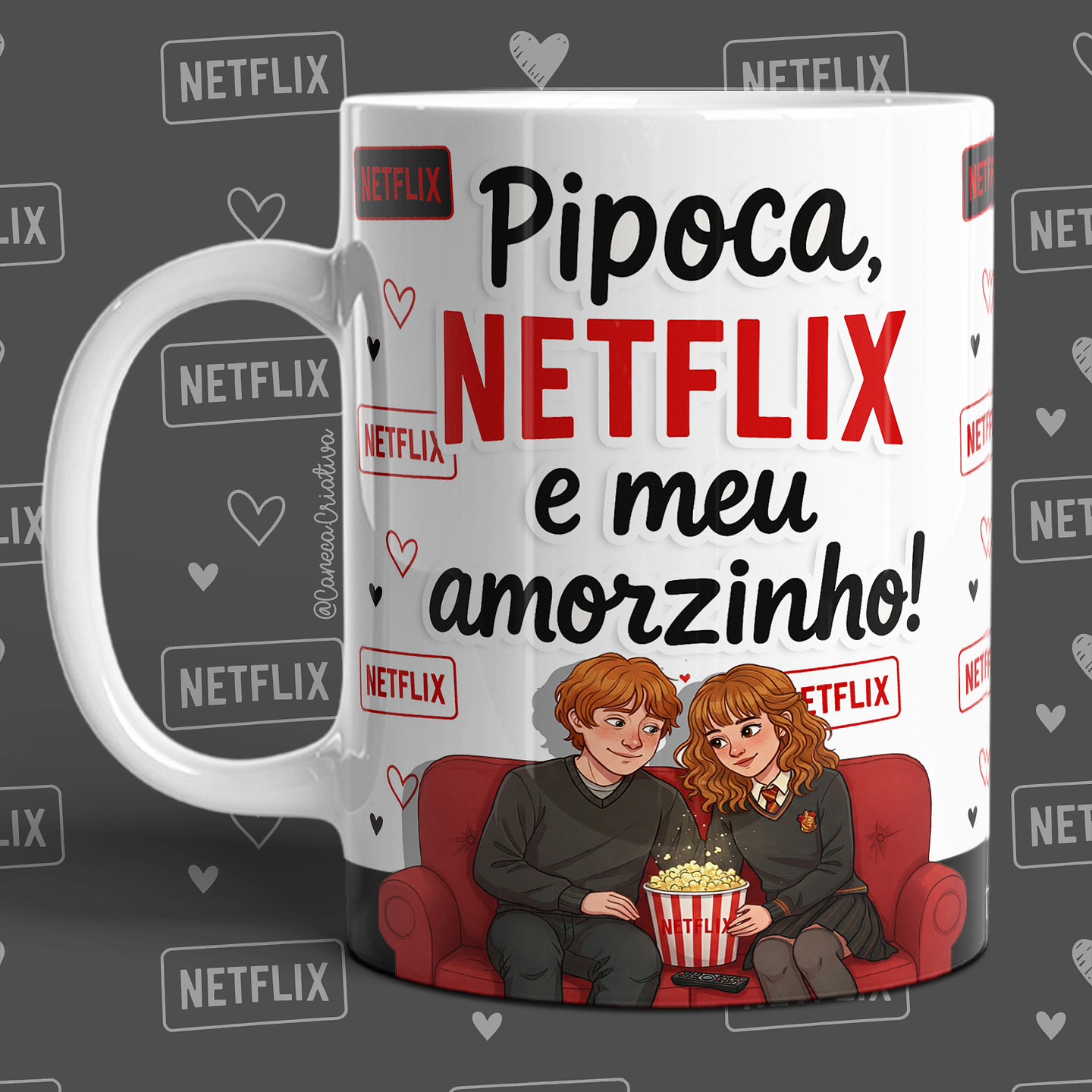16 Artes para Caneca Dia dos Namorados Netflix, Pipoca e Você em Jpg 15