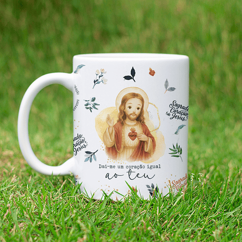 5 Artes para Caneca Sagrado Coração de Jesus Arquivo Editável  