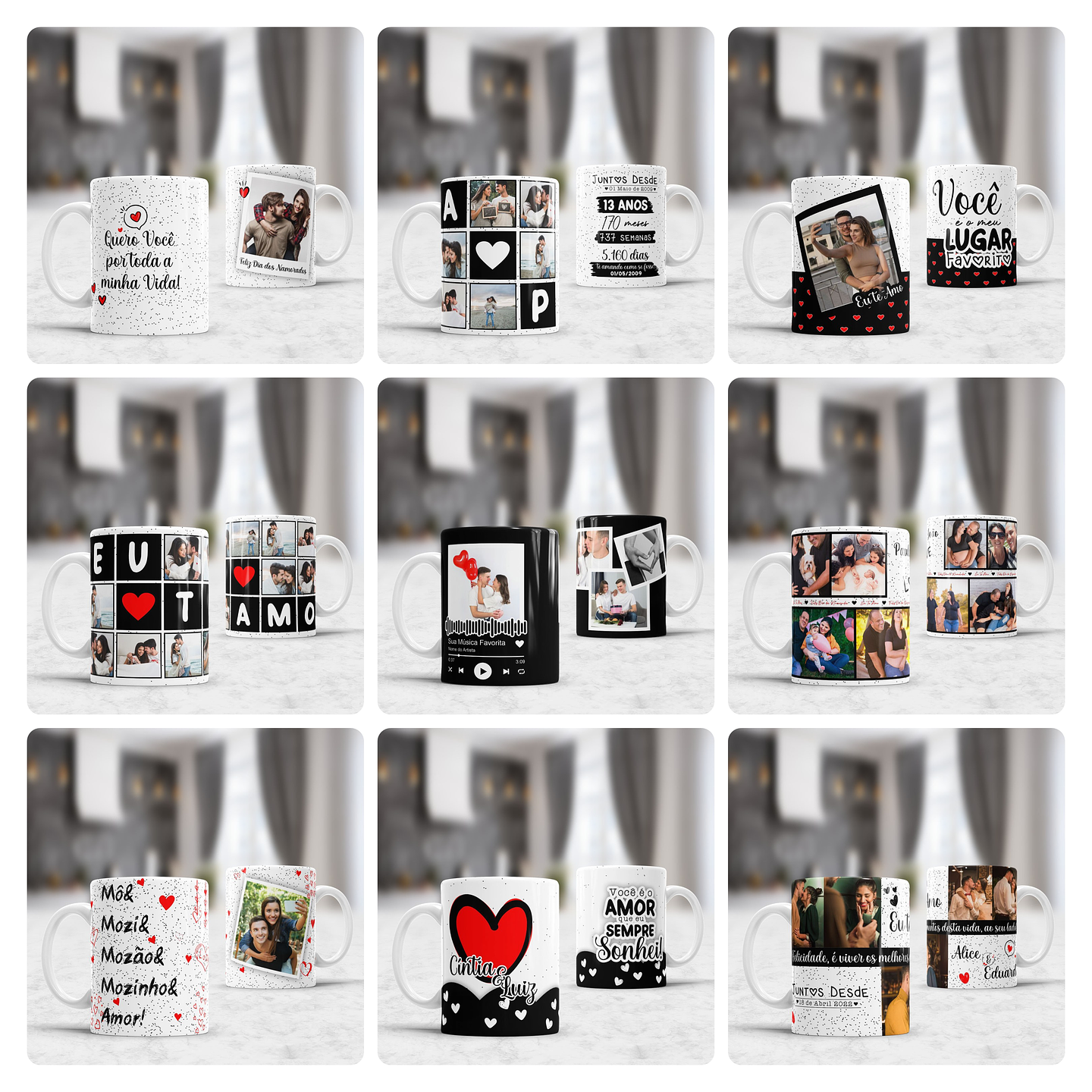 30 Arte Caneca, Azulejo e Almofada com Fotos Dia dos Namorados Arquivo Editável 2