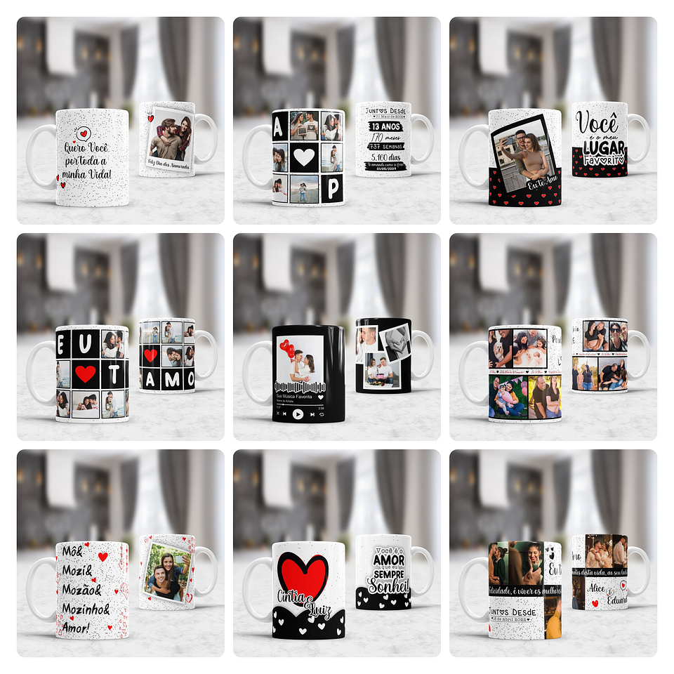 30 Arte Caneca, Azulejo e Almofada com Fotos Dia dos Namorados Arquivo Editável 2