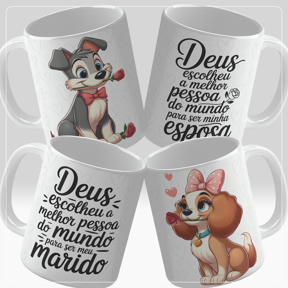 16 Artes para Caneca Dia dos Namorados Par Personagens Arquivo em Jpg 6