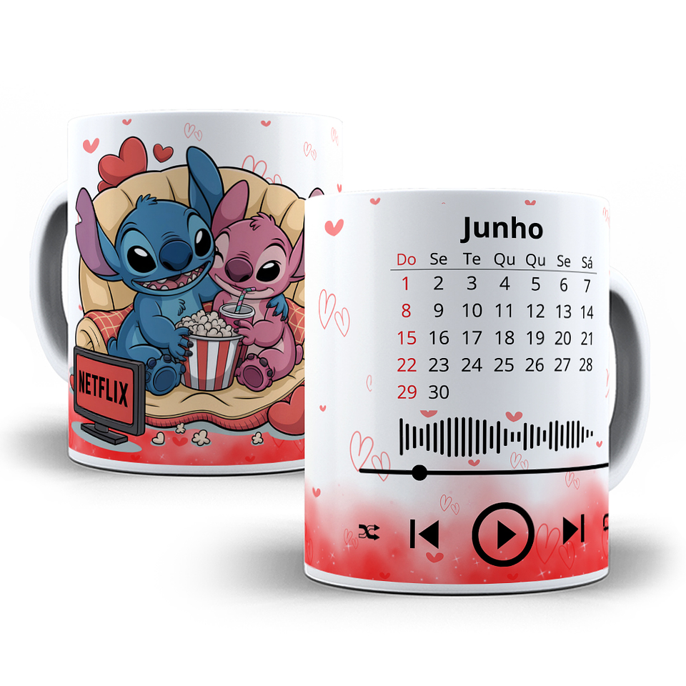 14 Artes para Caneca Dia dos Namorados Stitch Arquivo em Png  6