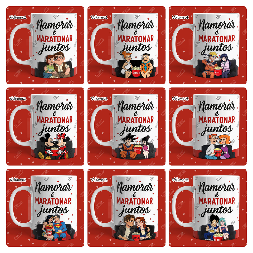 23 Artes para Caneca Dia dos Namorados Netflix, Pipoca e Você Vol. 02 Arquivo em Jpg 2