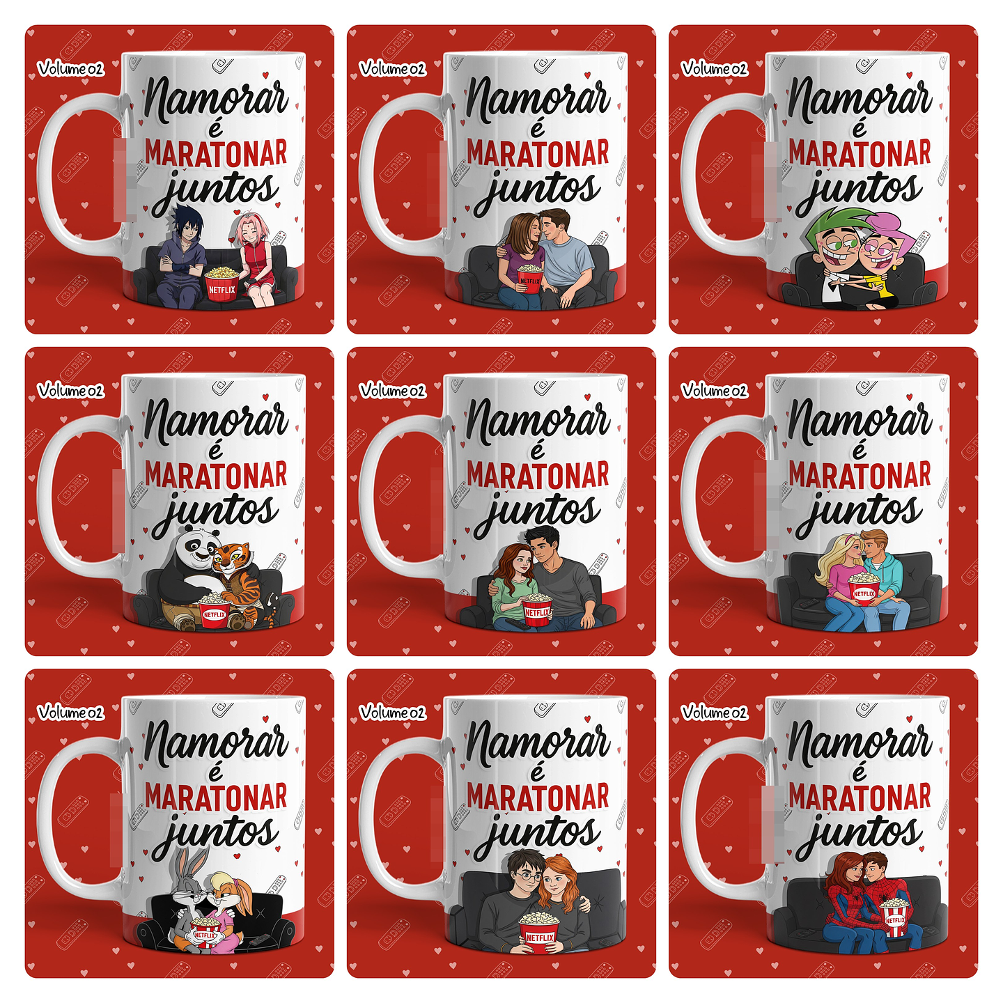 23 Artes para Caneca Dia dos Namorados Netflix, Pipoca e Você Vol. 02 Arquivo em Jpg 3