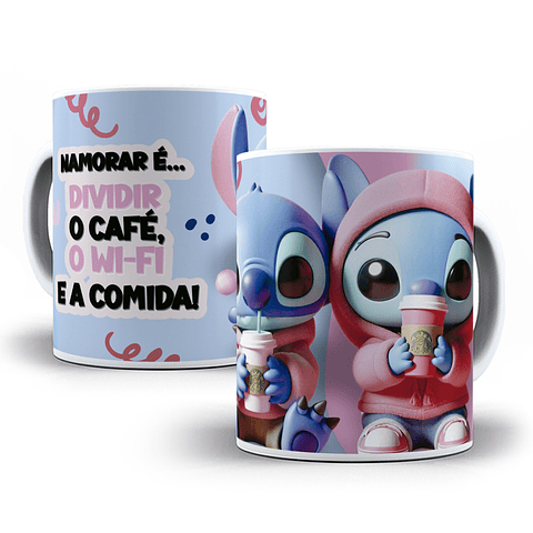 8 Artes para Caneca Dia dos Namorados Stitch Arquivo Editável