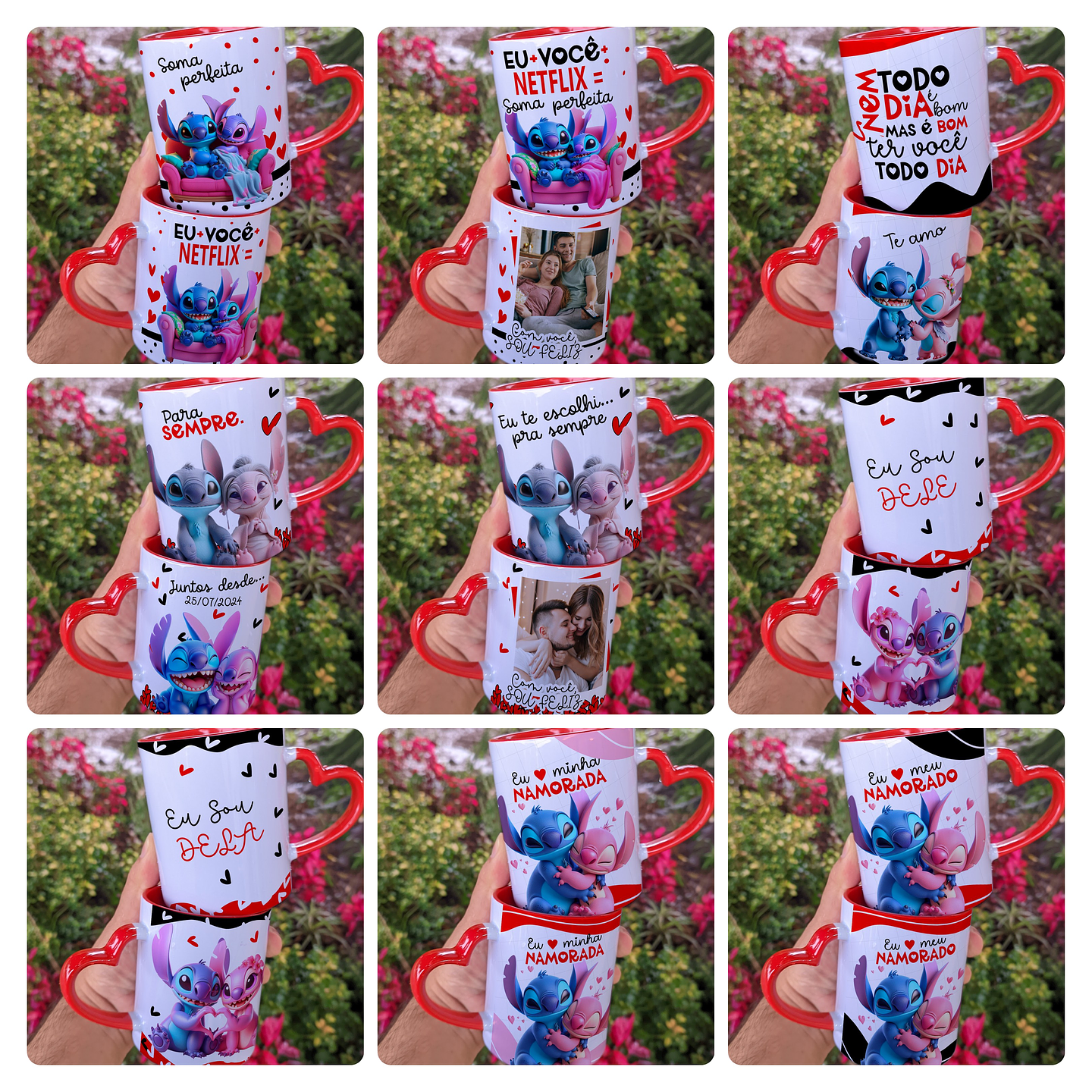 17 Artes para Caneca Dia dos Namorados Stitch Arquivo Editável  1