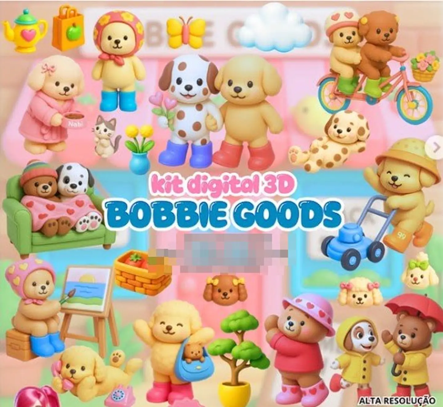 Kit Digital  Bobbie Goods 3D Arquivo em Png 1