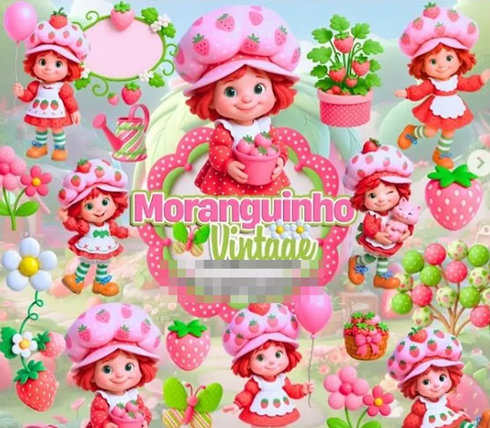 Kit Digital Moranguinho Vintage Arquivo em Png 1