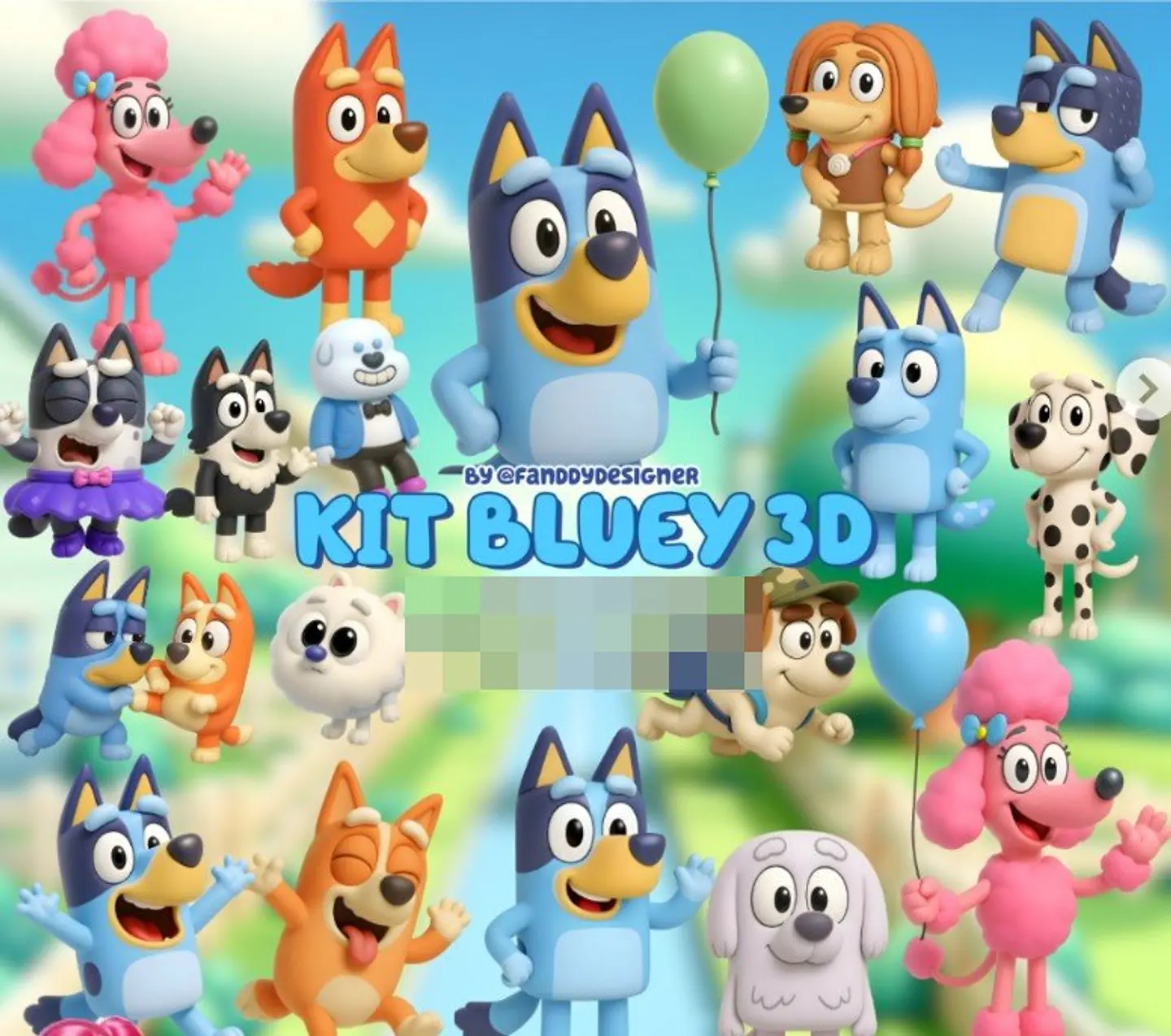 Kit Digital Blue 3D Arquivo em Png 1