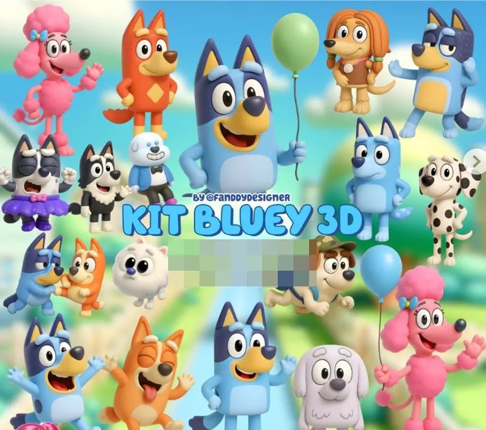 Kit Digital Blue 3D Arquivo em Png 1