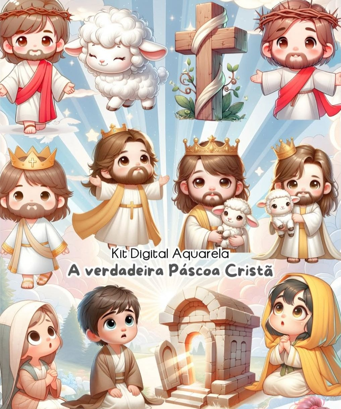 Kit Digital Páscoa Cristã Arquivo em Png  1