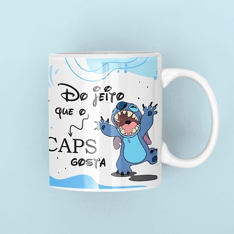 Artes Caneca Stitch do Jeito que o Caps Gosta Azul em Png