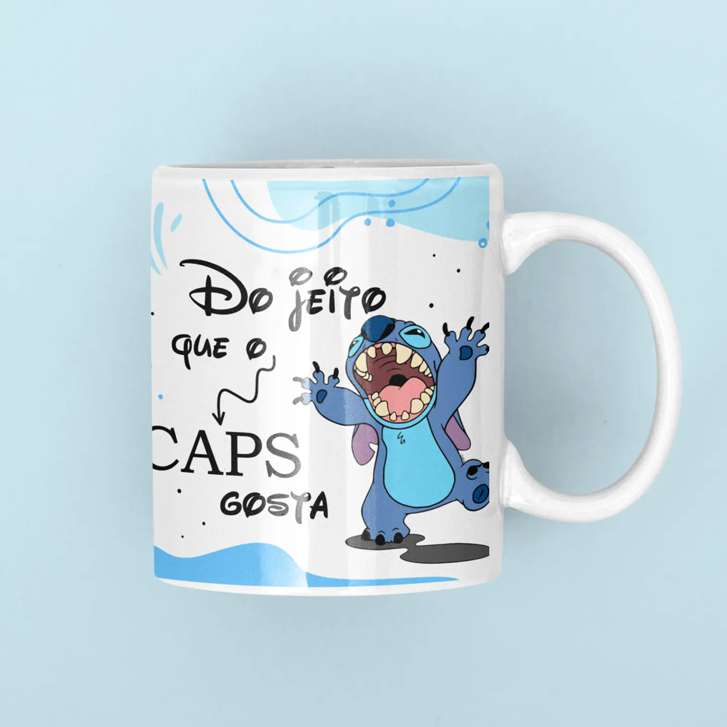 Artes Caneca Stitch do Jeito que o Caps Gosta Azul em Png 1