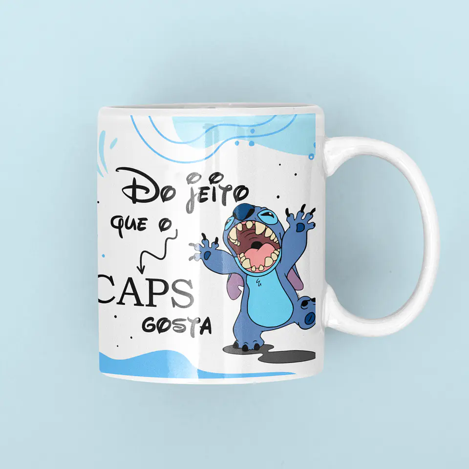 Artes Caneca Stitch do Jeito que o Caps Gosta Azul em Png 1