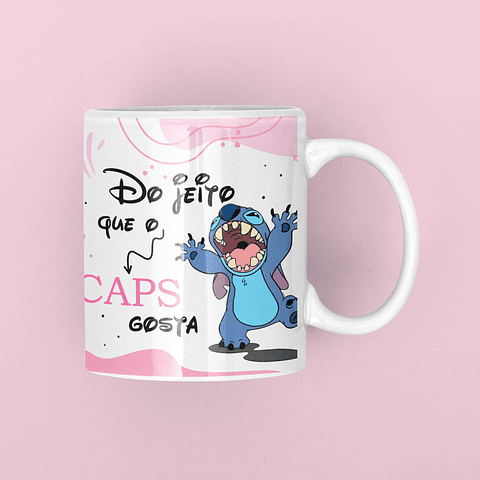 Artes Caneca Stitch do Jeito que o Caps Gosta Rosa em Png 