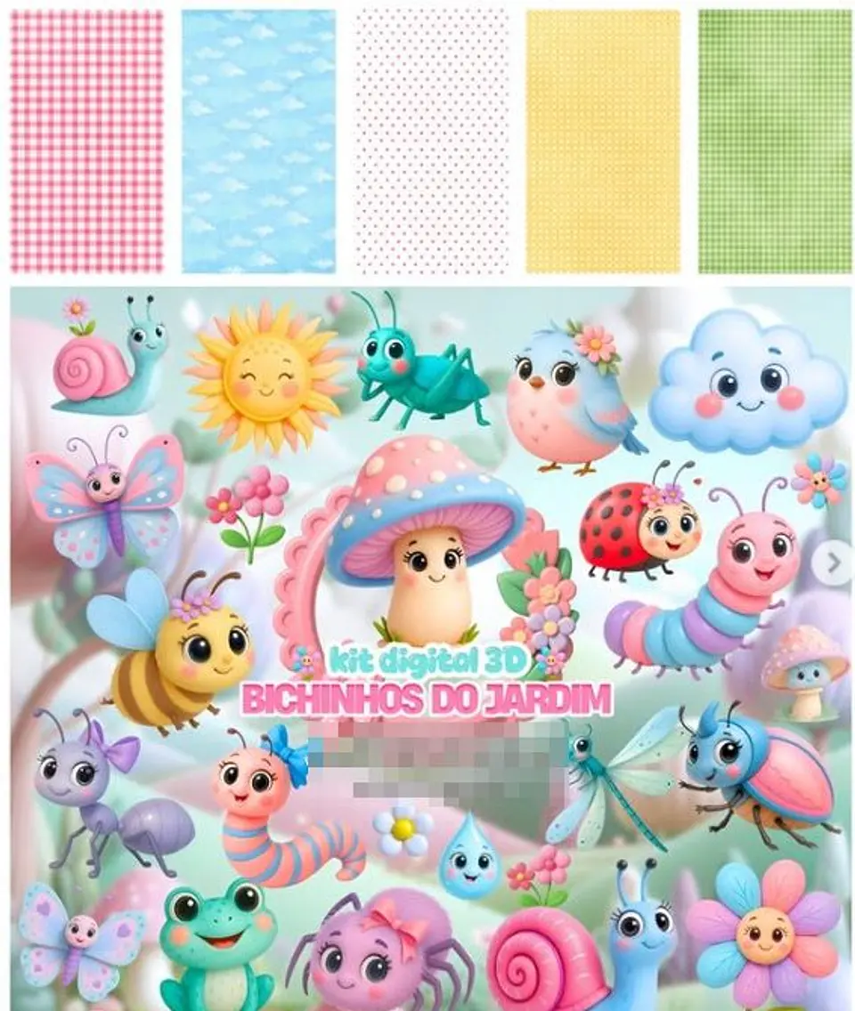 Kit Digital Bichinhos no Jardim em Png   1