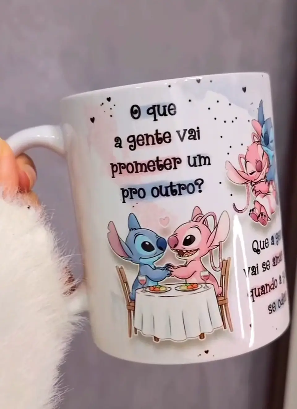 Arte Caneca O que a Gente Vai Prometer Um Para o Outro Stitch e Angel Arquivo em Jpg 1