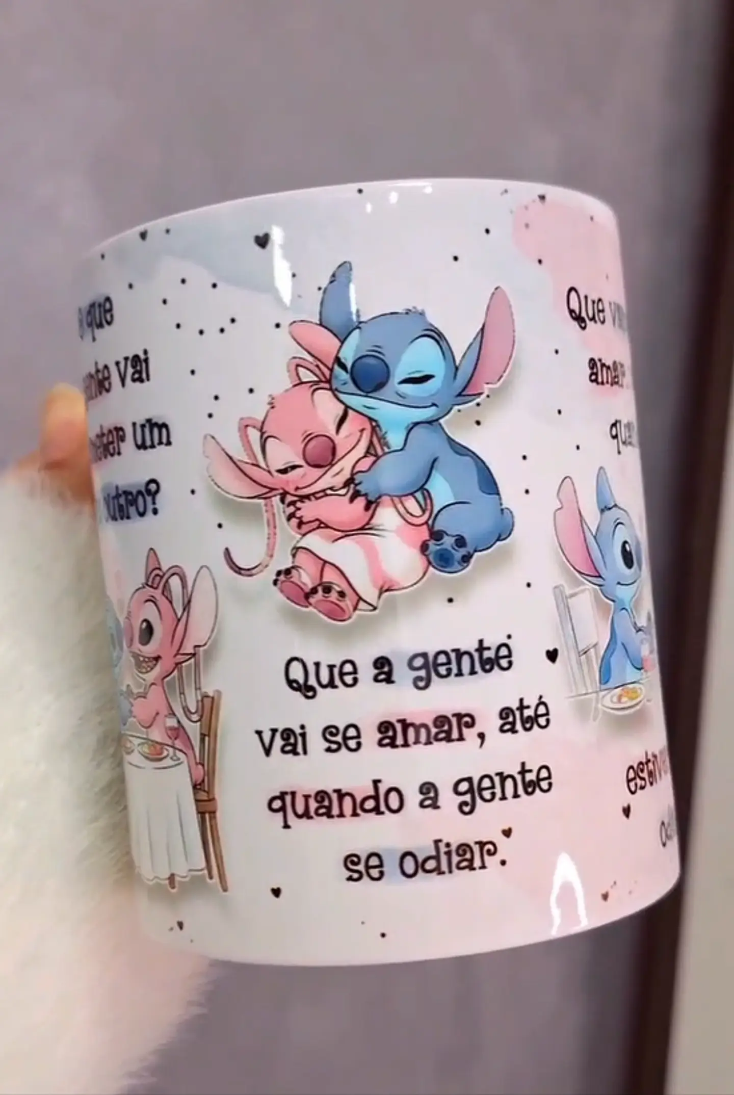 Arte Caneca O que a Gente Vai Prometer Um Para o Outro Stitch e Angel Arquivo em Jpg 2