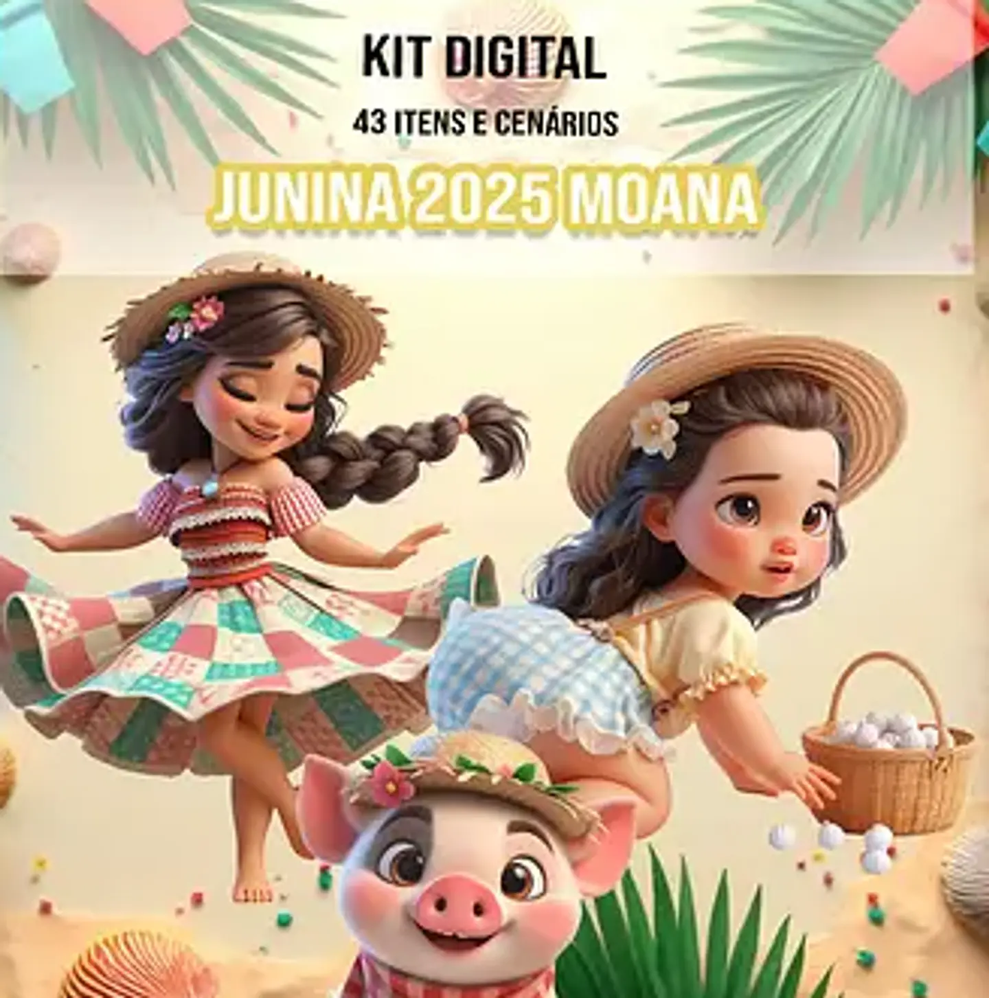 Kit Digital Festa Junina Moana em Png   1