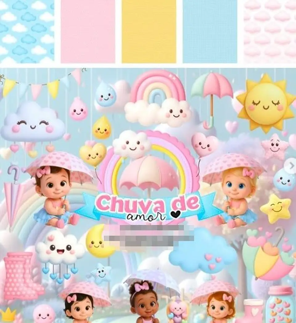 Kit Digital Chuva de Amor em Png 1