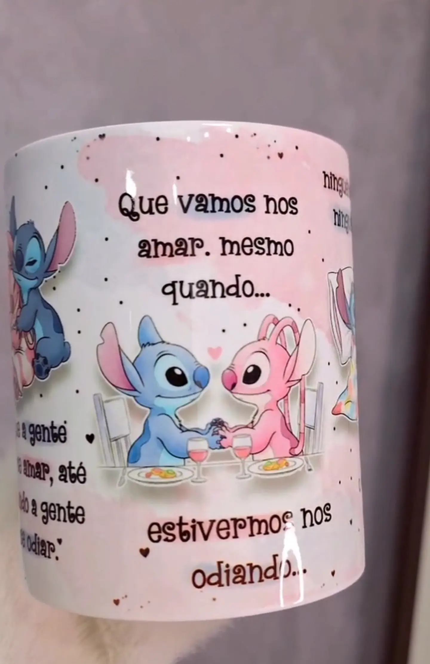 Arte Caneca O que a Gente Vai Prometer Um Para o Outro Stitch e Angel Arquivo em Jpg 3