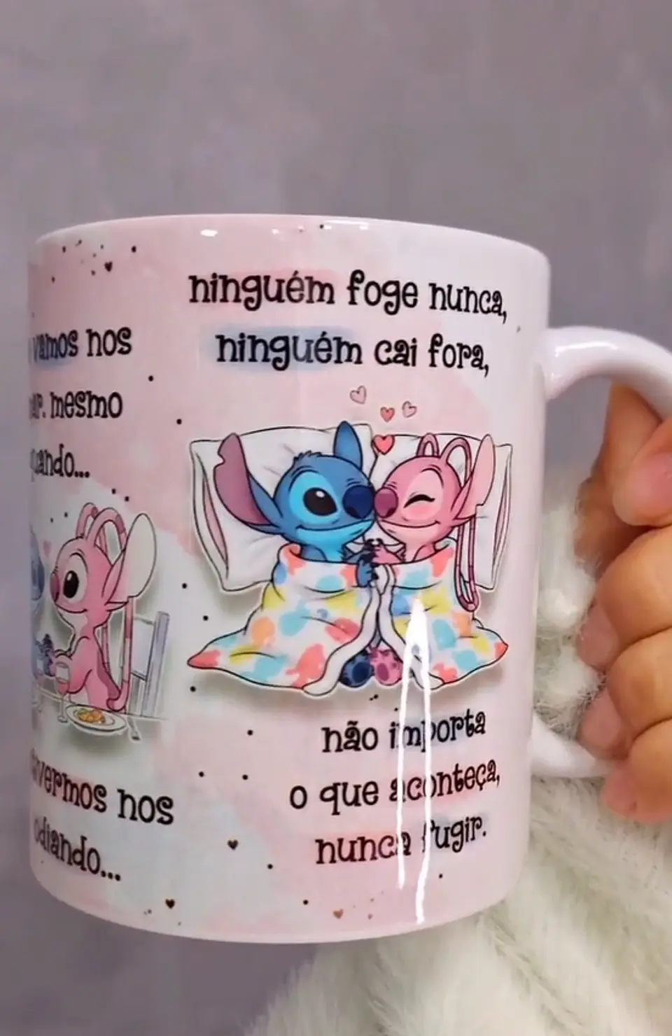Arte Caneca O que a Gente Vai Prometer Um Para o Outro Stitch e Angel Arquivo em Jpg 4