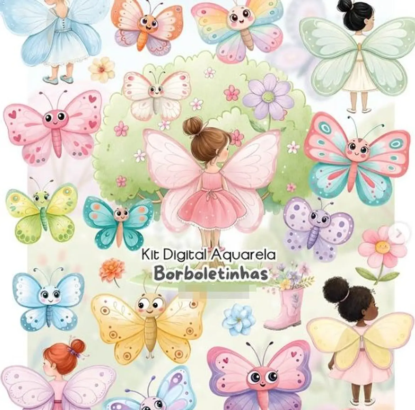 Kit Digital Borboletinhas em Png  1