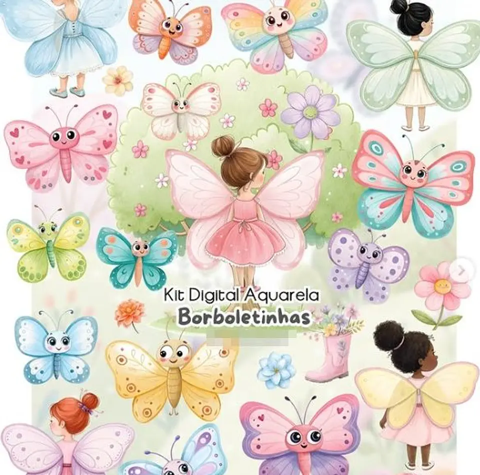 Kit Digital Borboletinhas em Png  1
