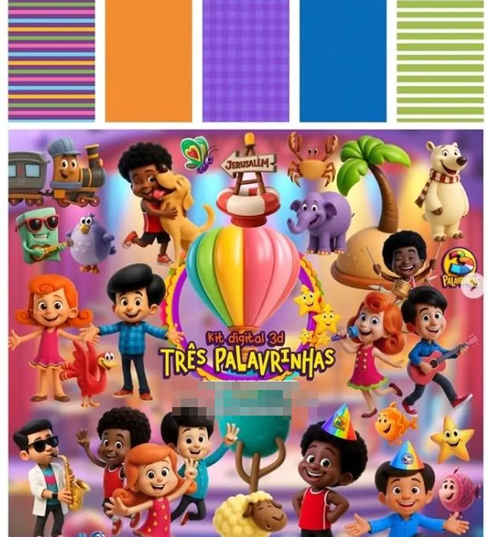 Kit Digital Três Palavrinhas em Png 1