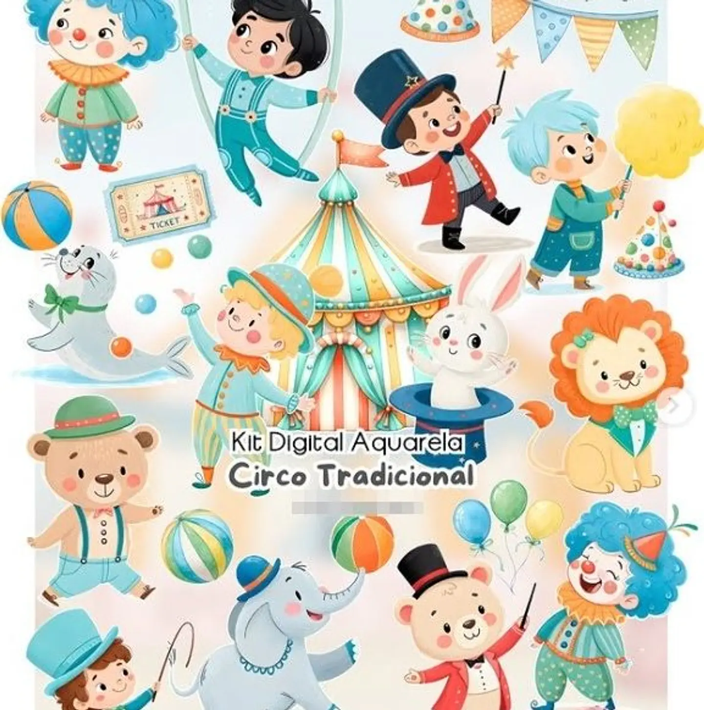 Kit Digital Circo Tradicional em Png 1