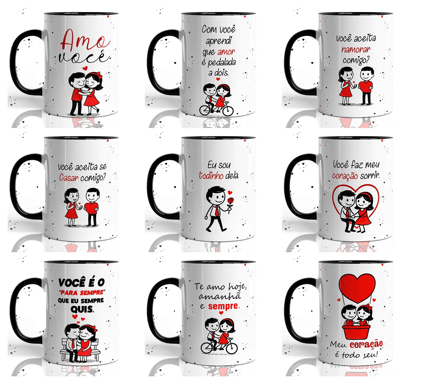 12 Artes para Caneca Dia dos Namorados Bonequinhos Apaixonados Minimalista Arquivo em Jpg 1