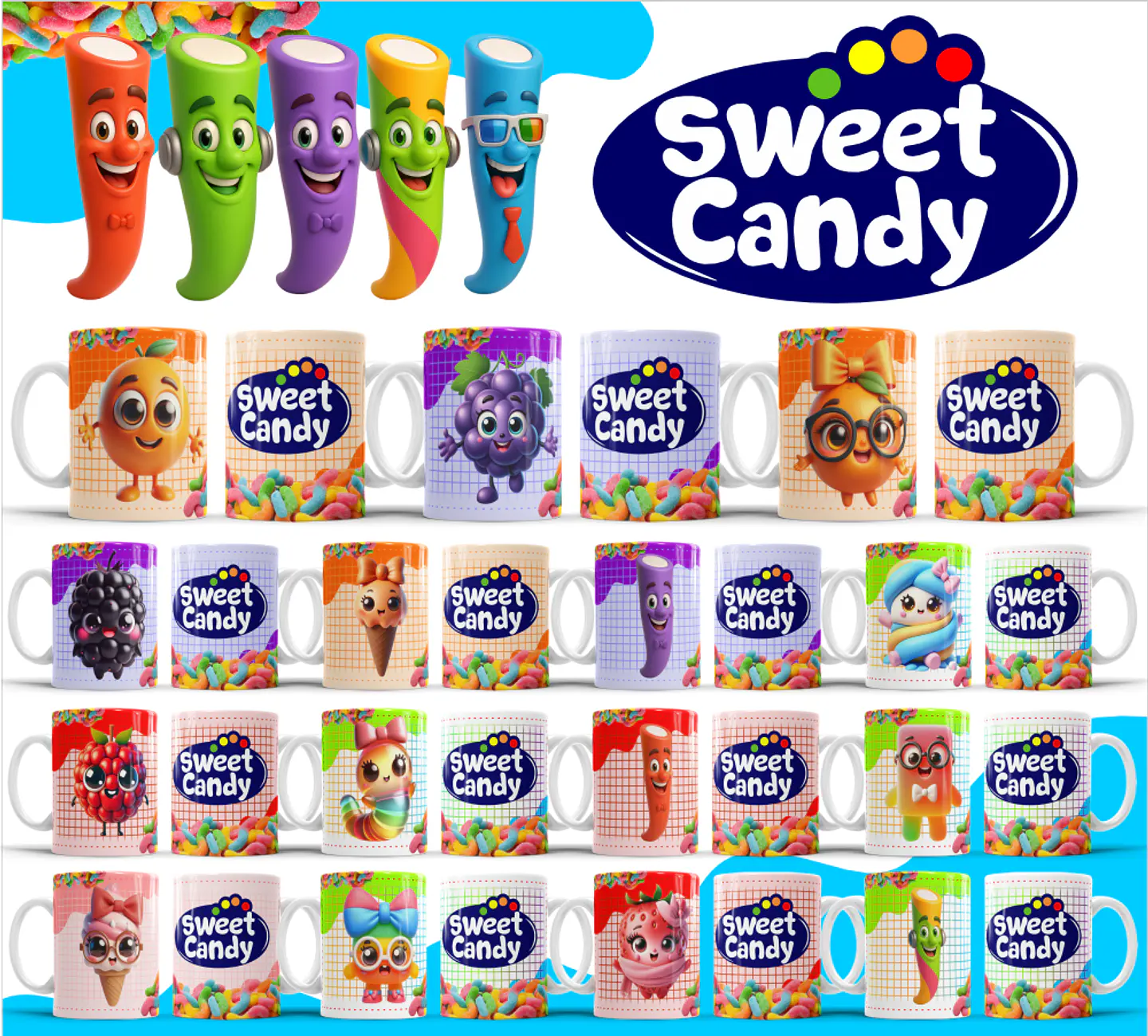 32 Artes para Caneca Sweet Candy Arquivo Editável 2