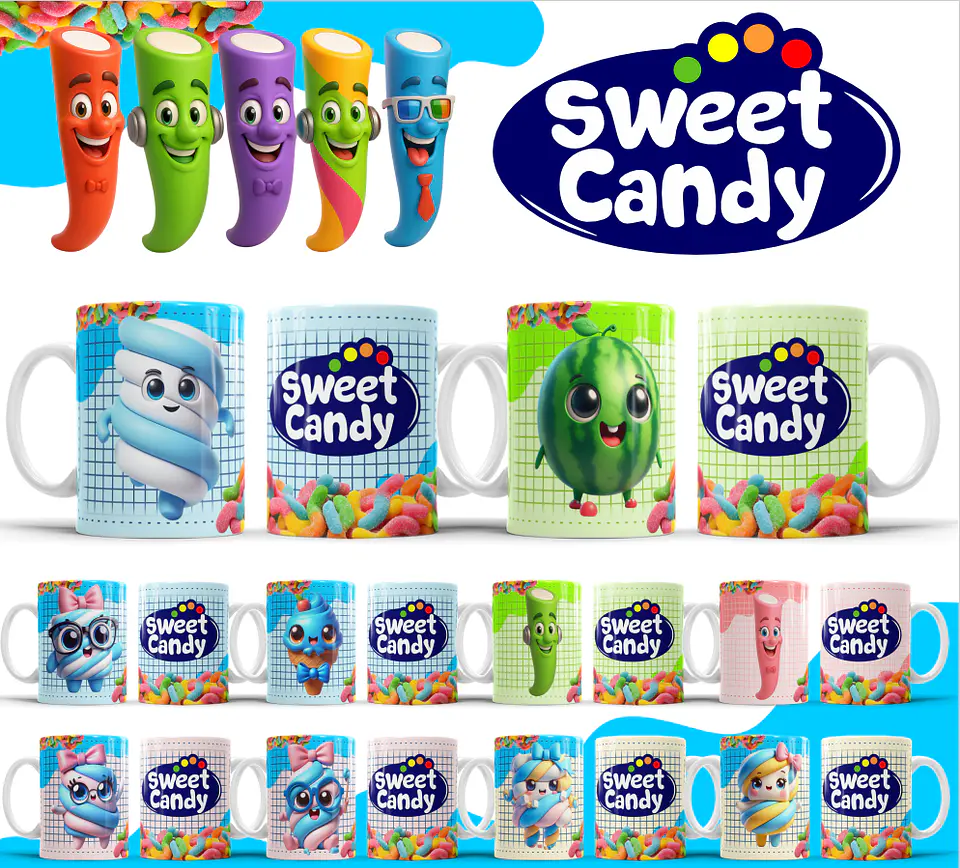 32 Artes para Caneca Sweet Candy Arquivo Editável 3