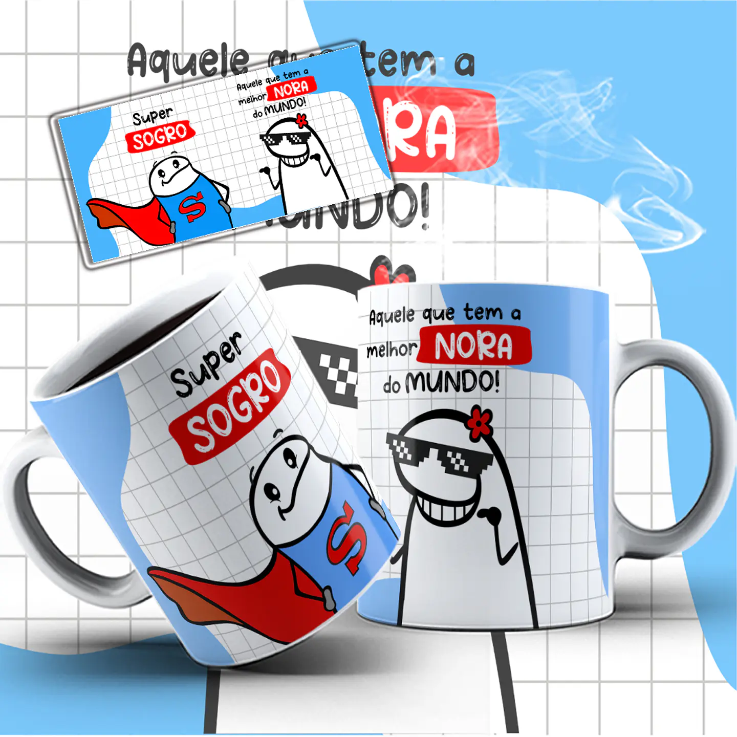 4 Artes para Caneca Super Sogro, Nora e Genro  Flork Arquivo Editável  2