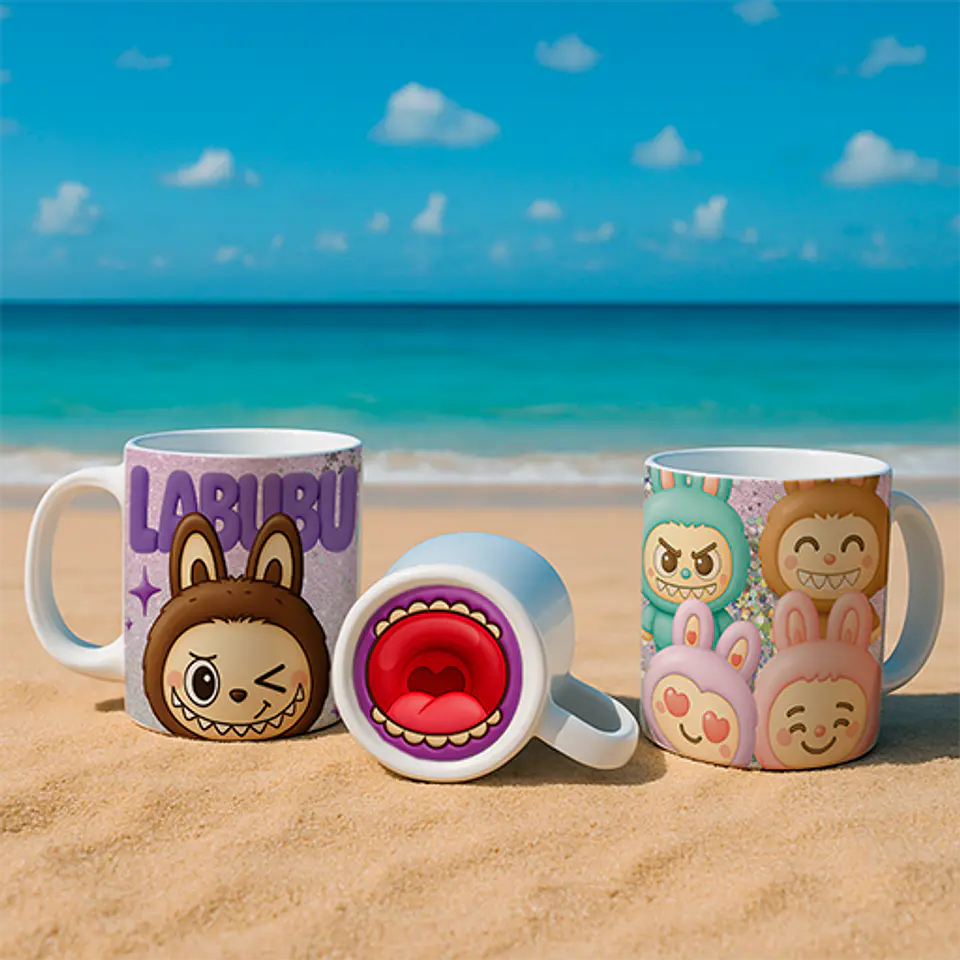 10 Artes para Caneca Labubu Bocão Arquivo Editável  7