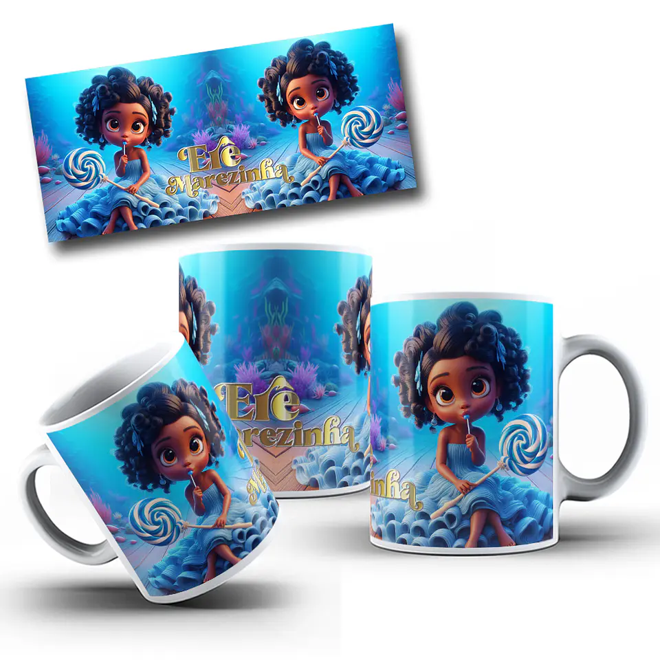 7 Artes para Caneca Orixás Erê Iemanjá Arquivo Editável  3