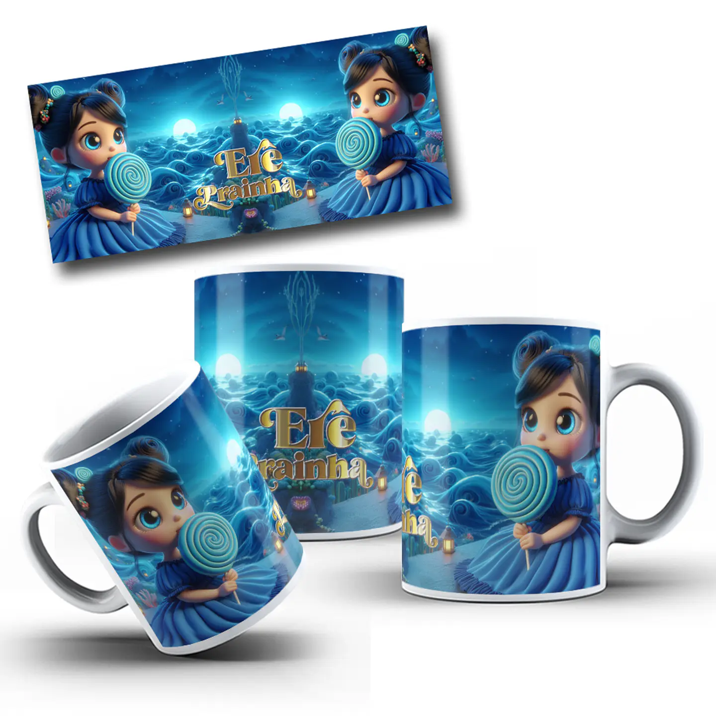 7 Artes para Caneca Orixás Erê Iemanjá Arquivo Editável  5