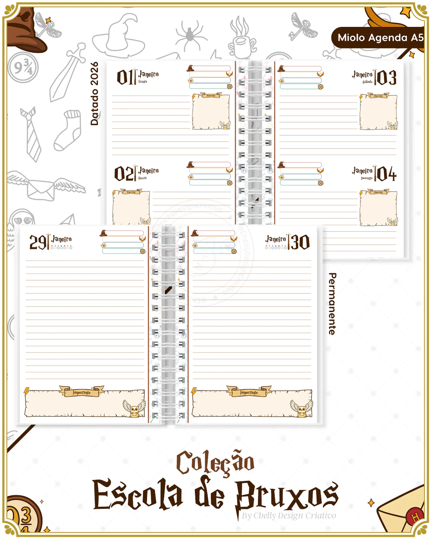 Arquivo Encadernação Herry Potter Coleção Escola de Bruxos Arquivo em Pdf  2