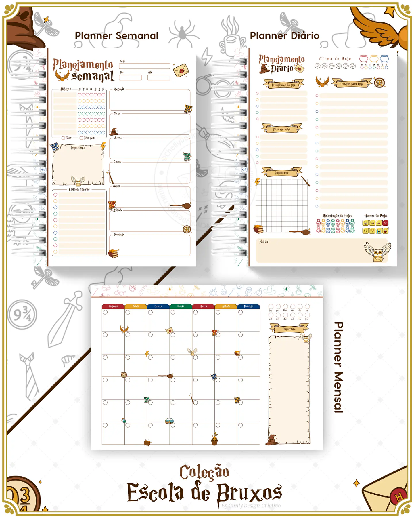 Arquivo Encadernação Herry Potter Coleção Escola de Bruxos Arquivo em Pdf  4