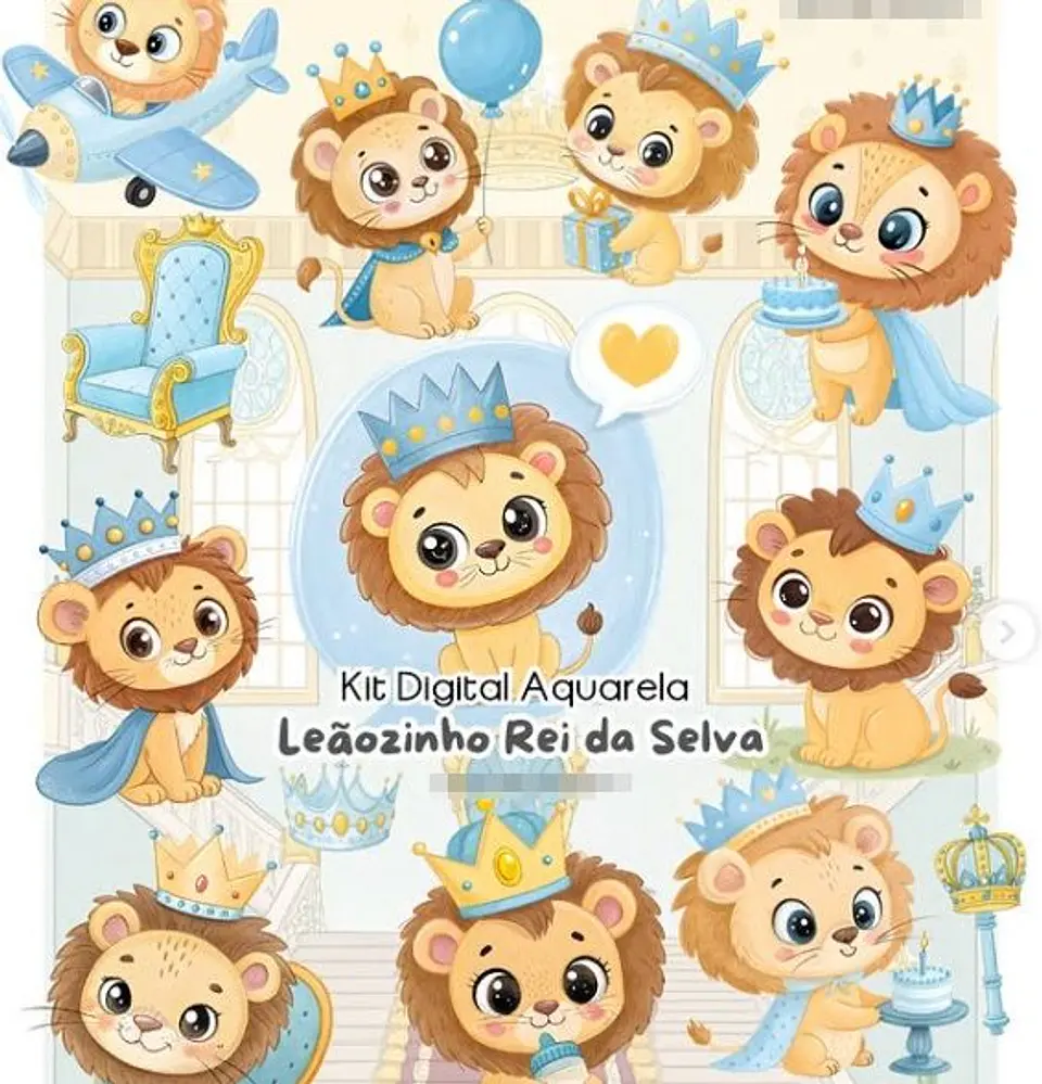 Kit Digital Leãozinho Rei em Png  1