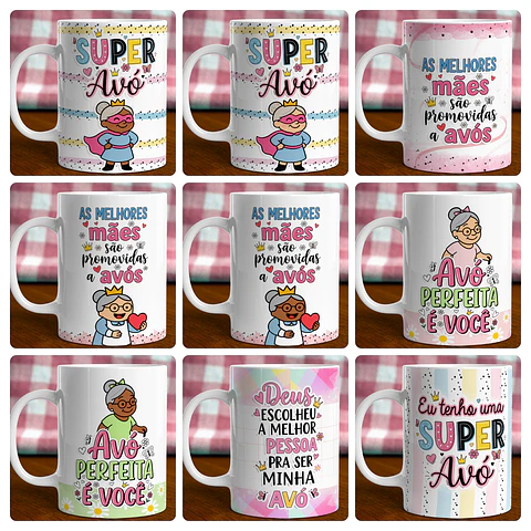 28 Artes para Caneca Dia dos Avós Querida Vovó Arquivo em Jpg 