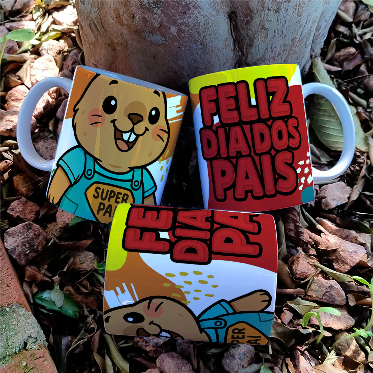 10 Artes para Caneca Dia dos Pais Capivara Arquivo Editável  5