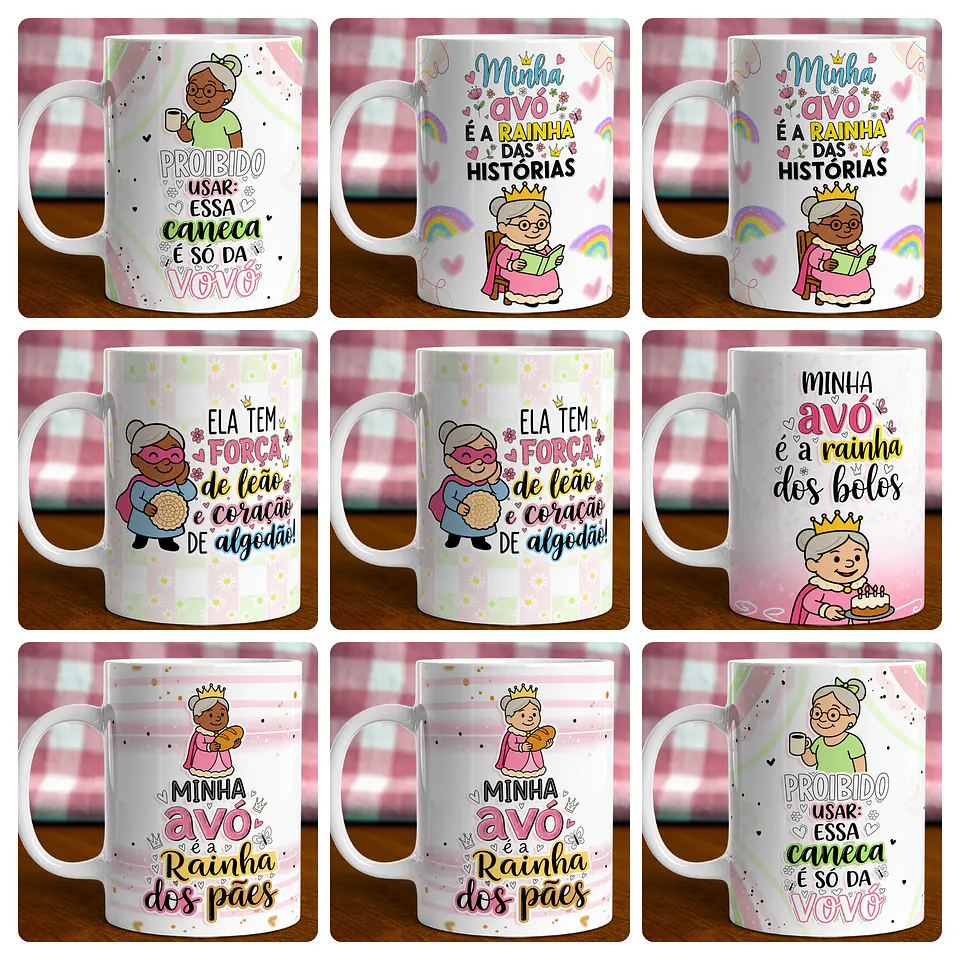 28 Artes para Caneca Dia dos Avós Querida Vovó Arquivo em Jpg  3